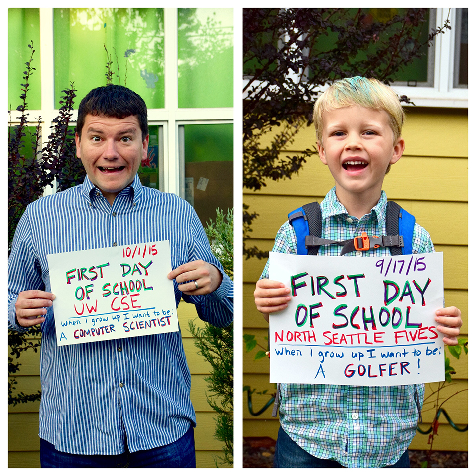 James Fogarty and his son go back to school