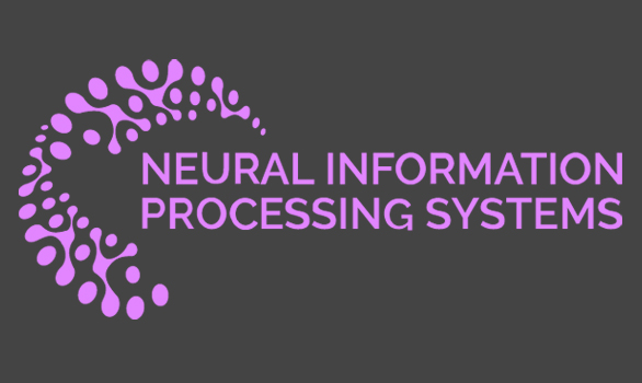 Neural Information Processing Systems logo in mauve on dark grey background