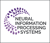 The Neural Information Processing Systems logo with purple patterning surrounding the left of the text.