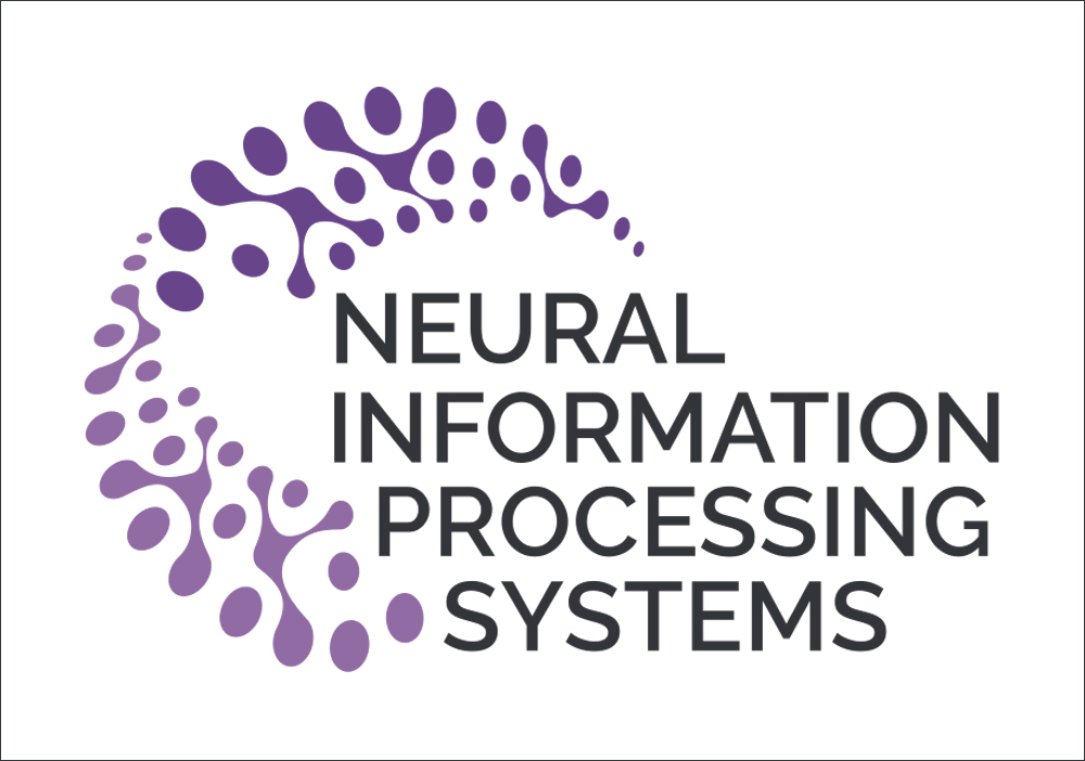 The NeurIPS logo is surrounded by purple patterning to the left.