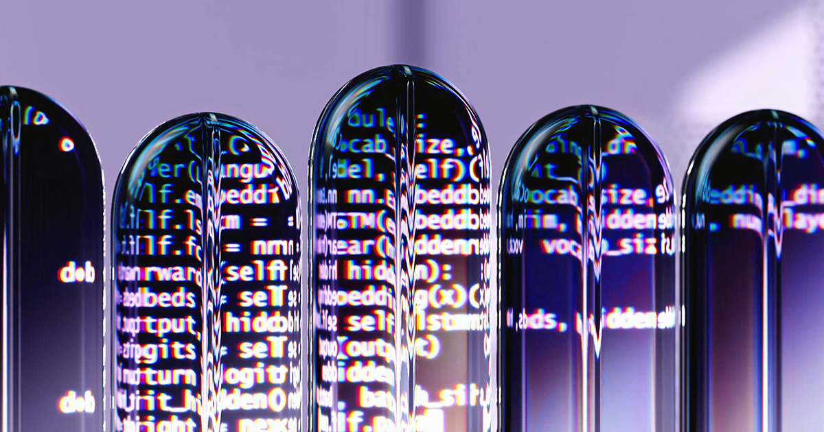 An artist’s illustration of artificial intelligence depicting language models which generate text.